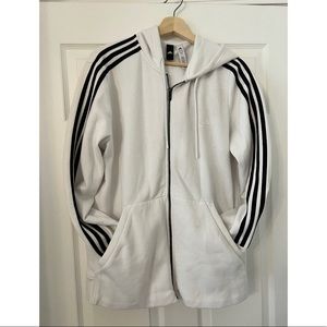 White with 3 black stripe Adidas zip up hoodie